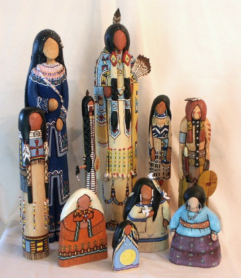 Native American doll No face Hand carved One of A Kind Creator image 9