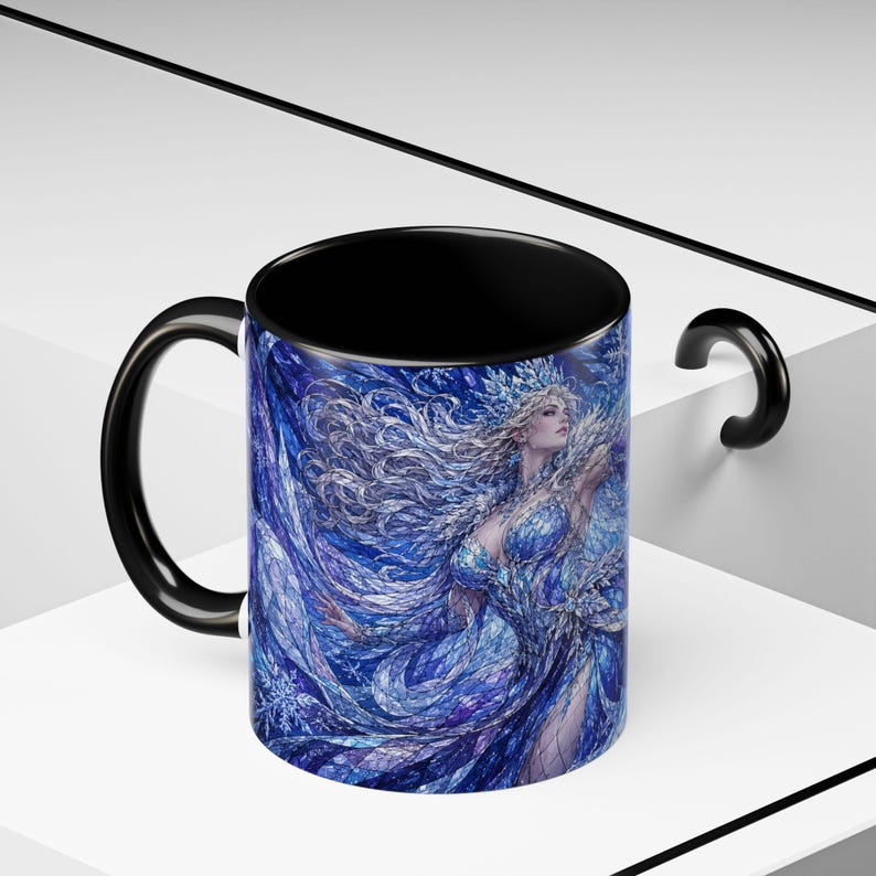 Ice Queen Frozen Fantasy Stained Glass Coffee Mug image 2