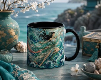Ocean Maiden Stained Glass Coffee or Tea Mug