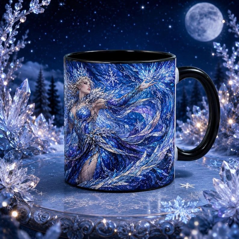 Ice Queen Frozen Fantasy Stained Glass Coffee Mug image 1