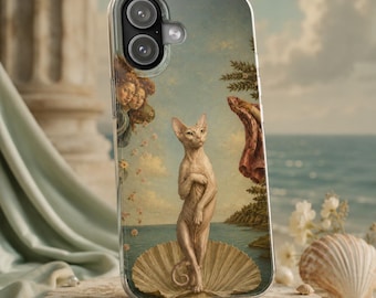 Sphynx Cat Venus on the Half Shell Phone Case | Vintage Mythology Art