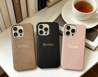Capa rígida texturizada com padrão de lagarto para iPhone, com design de dissipação de calor, adequada para iPhone 16 e iPhone 17.