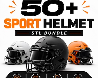 Sports Helmet STL Bundle, 3D Printable Models, Mega Pack 50+ Digital Files, High Detail 3D Designs, Sports Collectible Models