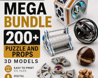 200+ Puzzle STL Bundle | Mechanical Puzzles, Brain Teasers, Secret Boxes, Props, Escape Room Puzzles, 3D Printable STL Files