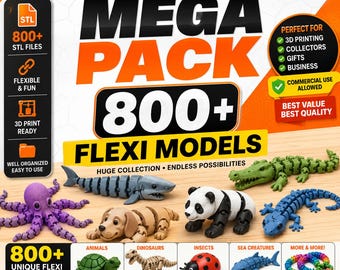 800+ Articulated Animal STL Files | Mega Flexi Animal Bundle | Print in Place Creatures | 3D Print Toy Collection