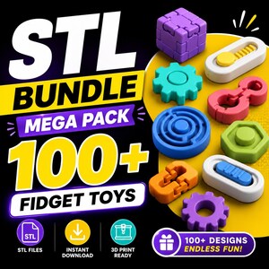 100+ Fidget Toy STL Bundle, 3D Printable Fidget Toys, Sensory Toy STL Files, Spinner Models, Fidget Pack Download