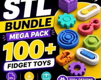 100+ Fidget Toy STL Bundle, 3D Printable Fidget Toys, Sensory Toy STL Files, Spinner Models, Fidget Pack Download
