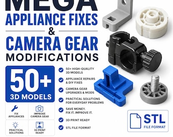 50+ Appliance Repair STL Files | Camera Gear STL Bundle | Replacement Parts & Mounts | Functional 3D Print Models