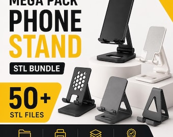 50+ Phone Stand STL Bundle | Mobile Holder STL Files | Desk Phone Stand 3D Print Models | Smartphone Dock STL Pack