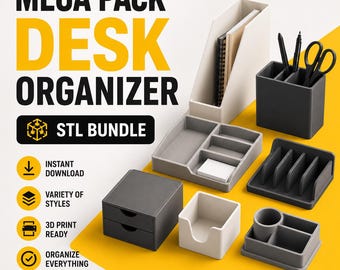 150+ Desk Organizer STL Bundle | Pen Holder STL Files | Office Organizer 3D Print Models | Desktop Storage STL Pack