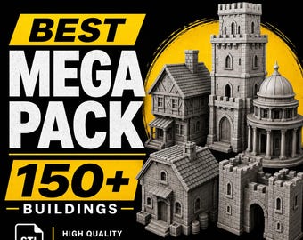 150+ Building STL Bundle, Architectural 3D Models, Printable Building STL Files, Cityscape Models, Miniature Architecture
