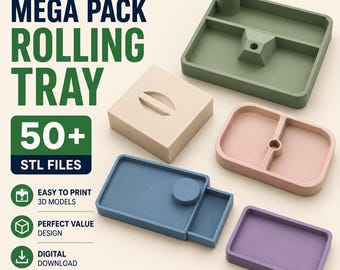 50+ Rolling Tray STL Bundle | Storage Tray, Organizer Tray, Catchall Tray, Desk Organizer, Functional 3D Print Files Pack