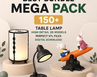 150+ Table Lamp STL Bundle | Modern Lamp Shade STL Files | Home Lighting 3D Print Models | Decorative Lamp Designs