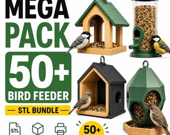 50+ Bird Feeder STL Bundle | Bird House & Hanging Bird Feeder 3D Print Files | Outdoor Birdhouse Models