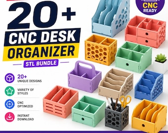 20+ CNC Desk Organizer Plans | Laser Cut Desk Organizer Files | CNC Storage Designs | Digital Download Bundle