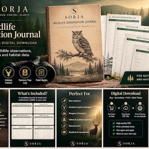 Wildlife Observation Journal Printable | Wildlife Tracker | Bird Watching Log | Nature Observation Journal | Digital Download PDF
