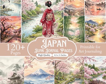 120+ Japan Junk Journal Seiten, Japanische Scrapbook Papiere, Vintage Japan Ephemera Kit, Asiatische Printable Journal Seiten, Washi Stil Papierpackung