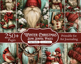 Más de 250 páginas acogedoras para diario navideño, papeles imprimibles para diario navideño, papel para álbum de recortes de invierno, páginas vintage para diario navideño