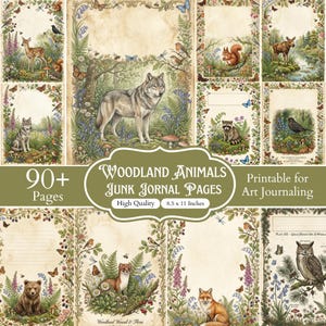 90+ Woodland Animals Junk Journal Pages, Forest Animals Scrapbook Ephemera, Woodland Printable Papers, Nature Journal Kit, Rustic Animal Png