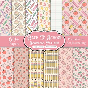 60+ Back to School Seamless Patterns Bundle, Teacher Classroom Backgrounds, Cute Education Scrapbook Paper, Digital Paper, Printable PNG