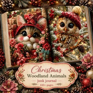 150+ Woodland Christmas Junk Journal Kit, Winter Animal Ephemera, Cute Christmas Printable Pages, Woodland Scrapbook Paper, A4 Sheet Size