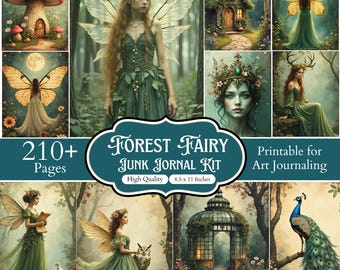 Forest Fairy Junk Journal Kit Printable, Enchanted Fae Ephemera Pages, Whimsical Magic Journal, Mystical Fairy Art Journal, Digital Pages