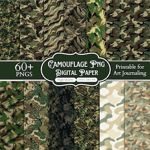 60+ sömlösa kamouflagemönster, digitalt kamouflagepapper, militära armébakgrunder, jaktklippbokspapper, taktisk utskrivbar PNG