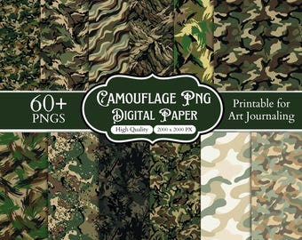 60+ sömlösa kamouflagemönster, digitalt kamouflagepapper, militära armébakgrunder, jaktklippbokspapper, taktisk utskrivbar PNG