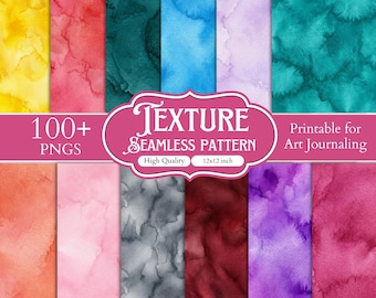 100+ mjuka romantiska digitala papperspaket, sömlösa akvarellmönsterbakgrunder, digitalt papperspaket i enfärgat, utskrivbara scrapbookingpapper