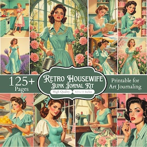125+ Retro Kitchen Junk Journal Pages Bundle, Vintage 1950s Women Ephemera, Homemaker Cooking Journal Printables, Retro Scrapbook Kit