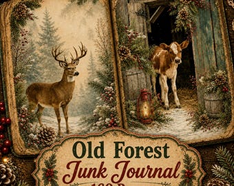160 Old Forest Junk Journal Pages, Woodland Animals Junk Journal Papers, Christmas Holiday Journal Pages, Forest Scrapbook Paper Papers