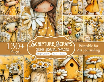 Scripture Junk Journal Pages, Christian Bible Printable Papers, Vintage Scrapbook Kit, Bible Verse Ephemera Papers, 130+ (8.5x11) Pages