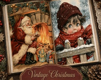 Über 100 Vintage-Weihnachts-Junk-Journal-Seiten, Weihnachts-Scrapbook-Papiere, Festtags-Ephemera, Weihnachts-Journal-Set, Winter-Collage-Seiten