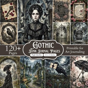 120+ Gothic Junk Journal Pages Bundle, Gothic Junk Journal Kit, Dark Fantasy Printable, Creepy Girl Journal, Gothic Ephemera, Mystic Art