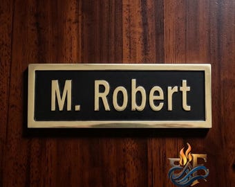 Personalized Antique Brass Plaque | Custom Recognition Award, Name Plate Sign | Metal Office Door Label, Trophy Plate, Garden Memory Sign