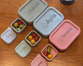 Personalized Kids Lunch Box Set for Boys Girls, Custom Engraved Bento Box and Mini Snack Box, School Daycare Meal Containers, Name Gift