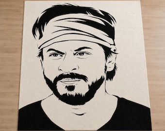 Alfombra de lana tejida a mano con retrato personalizado, alfombra con foto personalizada de Shahrukh Khan, alfombra moderna con rostro, regalo hecho a mano, decoración de tamaño personalizado 8x10 9x12