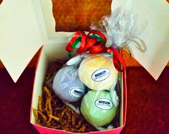 Coffret cadeau Tranquil Bliss (3 pièces) eucalyptus pamplemousse lavande bombes de bain style maison