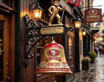 San Francisco 49ers Doorbell Wall Bell | Football Team Inspired Hanging Door Chime | Sports Fan Decor | Rustic Entryway Accent