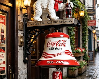 Coca Cola 140th Anniversary Doorbell Wall Bell | Vintage Hanging Door Chime | Retro Soda Decor | Rustic Entryway Accent