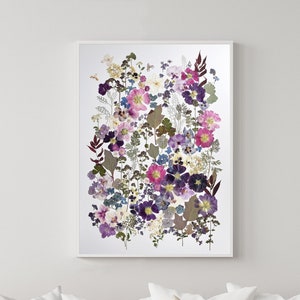 ORIGINAL pressed flowers artwork Floral Large picture, Pressed flower wall art, Big herbarium, Unique art, Dried flowers art