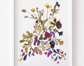 Pressed Flower Picture: Real Botanical Wall Art (7x9)