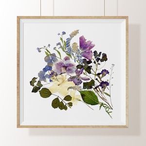 Stampe floreali da parete Stampe botaniche Quadri floreali Arte con fiori pressati Erbario Arte da parete per sala da pranzo Fiori secchi Fiori pressati Piante