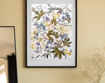 Pressed Flower Art: Original Dried Botanical Wall Decor (13.4 x 18’’)