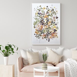 Fiori pressati STAMPA Arte botanica Arte di grandi piante Collage di fiori secchi Erbario Immagine di grandi fiori