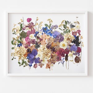 Pressed Flower Art: Purple Orchid Botanical Wall Decor (13.4" x 18.1")