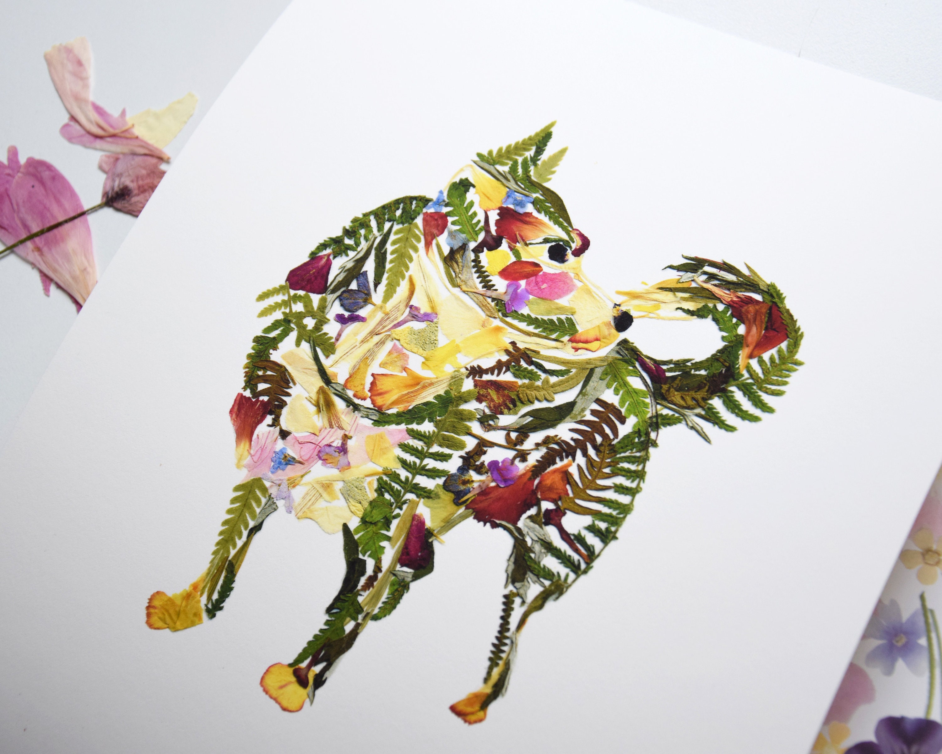 Dog Print 8''x10'' Pressed Flower Art Dog Art - Etsy