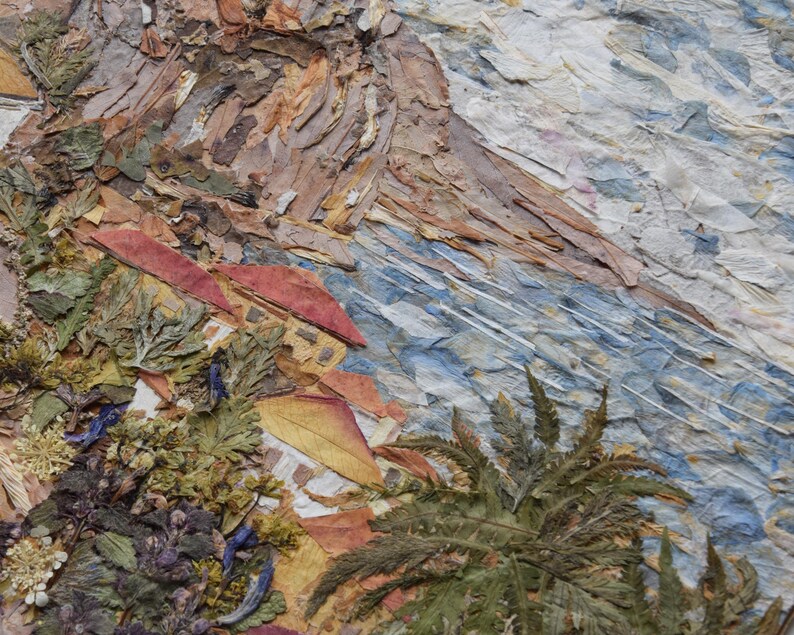 Framed Original Pressed Flower Art, Dried Flowers Landscape Floral