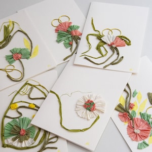 Conjunto de 6 cartões artesanais cartões artesanais extravagantes cartões de felicitações presentes de amigos cartões de casamento cartões de flores cartões de felicitações elegantes e exclusivos
