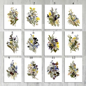 Botanical Print 5''x7'' Botanical Art Dried Flowers Herbarium Dining ...